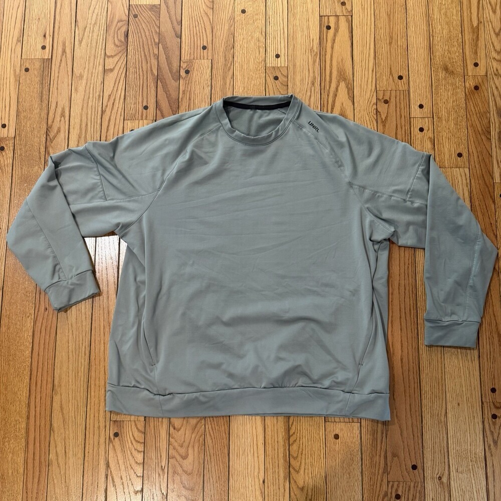 UNRL XXL Crossover Crewneck Pullover Performance Zip Pockets Eucalyptus Green